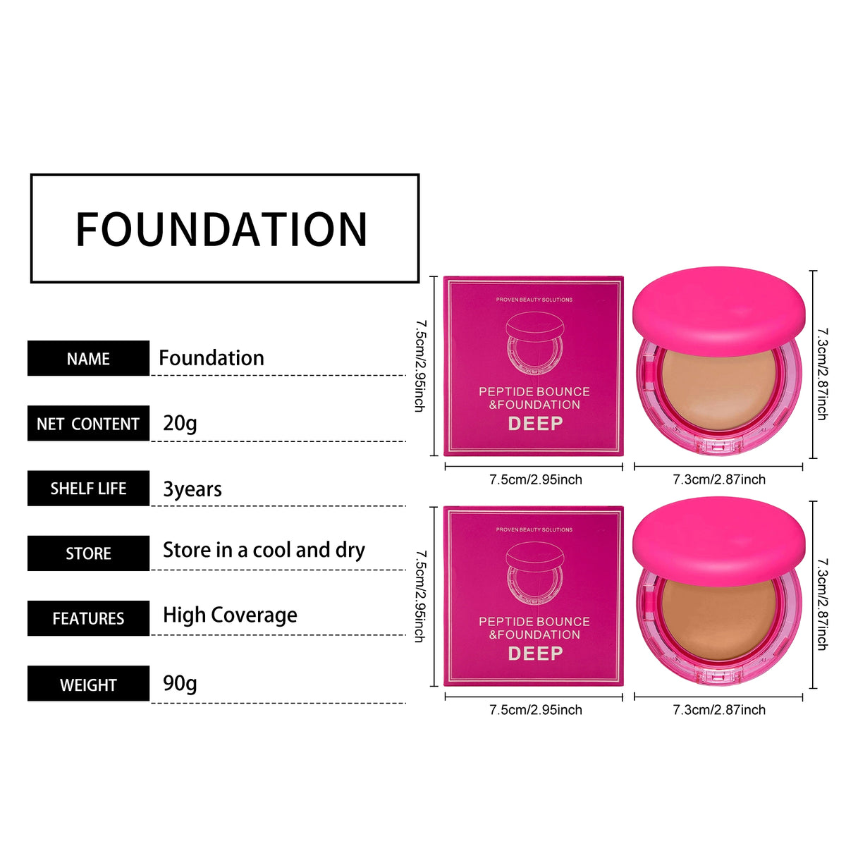 Light Skin Tone Moisturizing Concealer Foundation Cream - Shade variety display