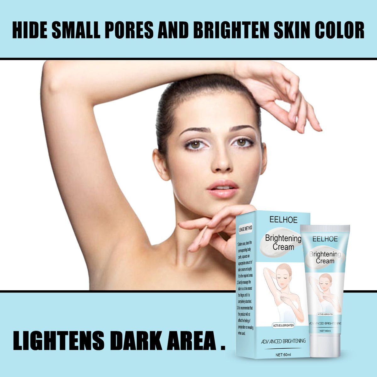 Underarm beauty cream, moisturizing hydrating body lotion for knees - Alternate angle view