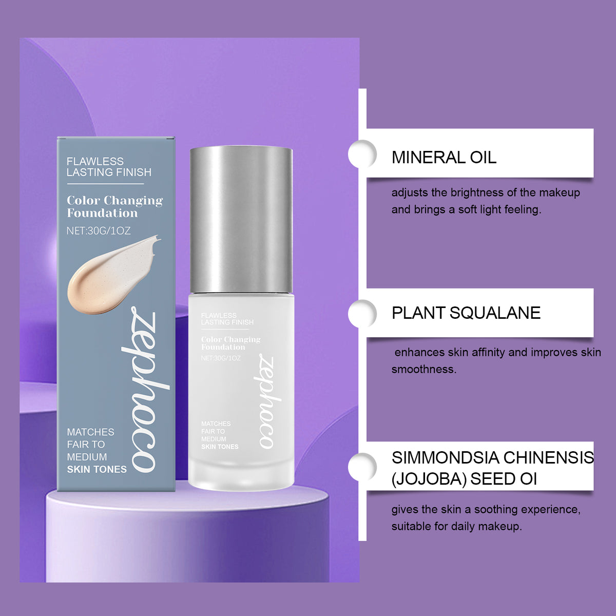 Naturally Color-Changing Light Makeup Foundation - Application step