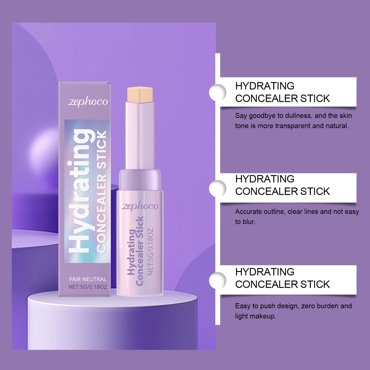 Ivory white contouring and concealing stick - Ingredient list close-up