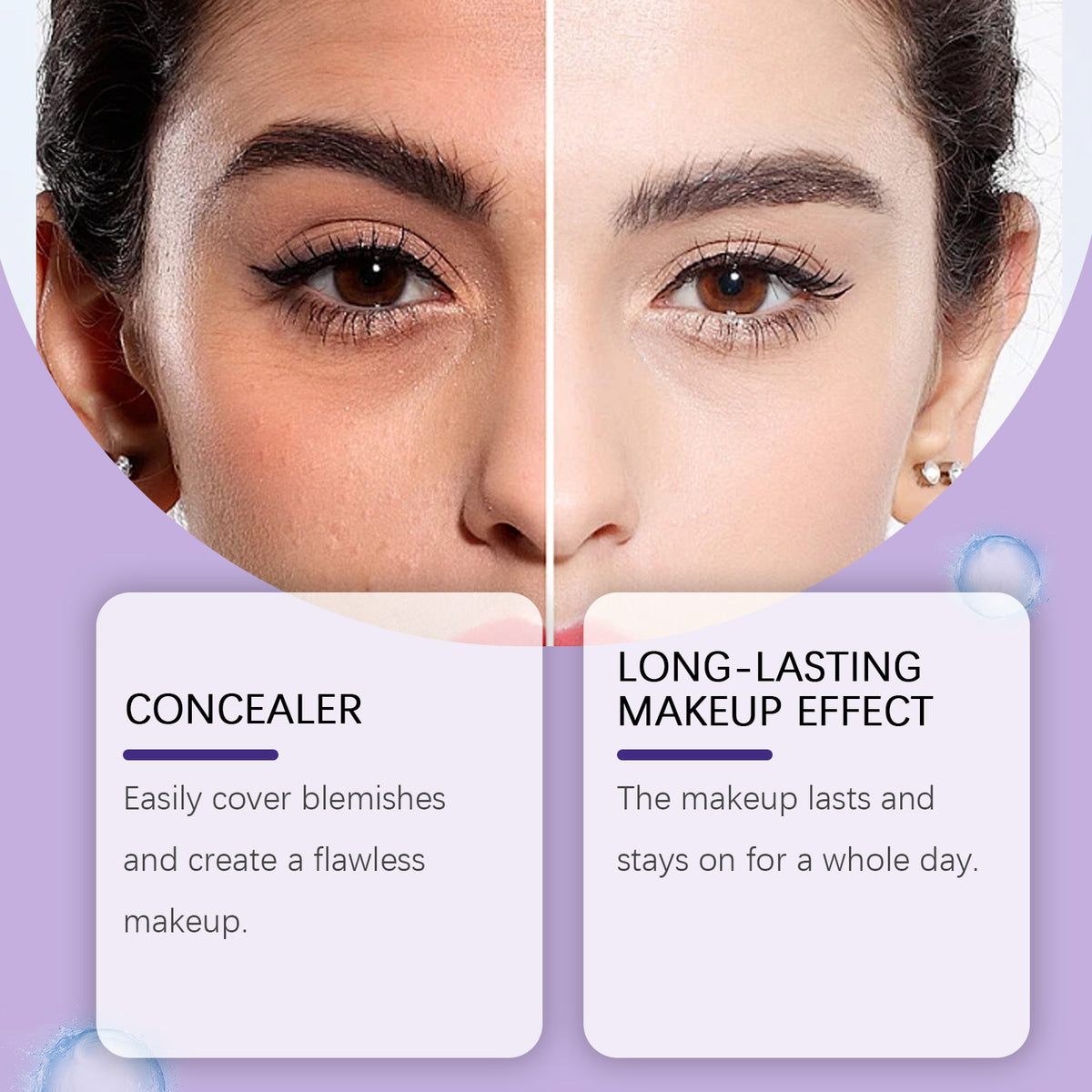 Natural color concealer palette, facial spot concealer - Application step