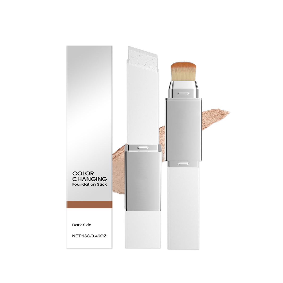 AMZ 2-in-1 Color-Changing Foundation Stick (Dark Skin Tone) - Close-up detail shot