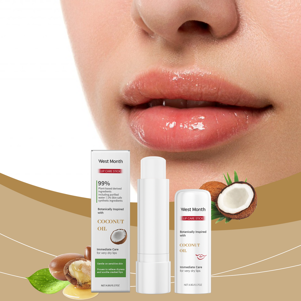 Coconut Oil Shea Butter Lip Balm - Application demonstration