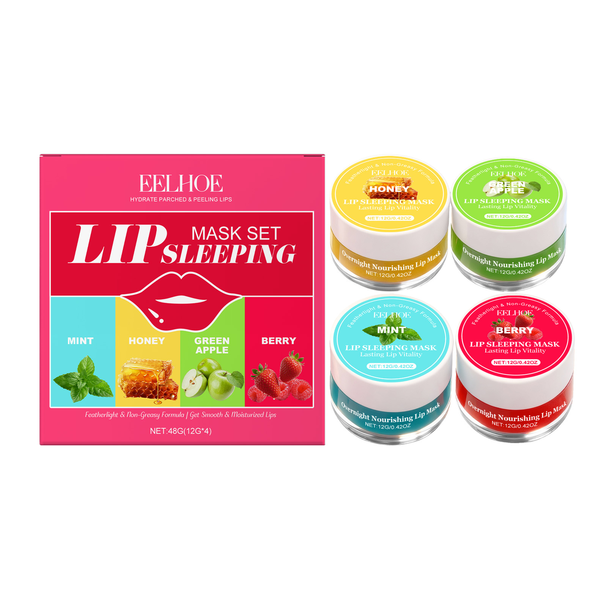 Four-Flavor Sleep Lip Mask - Color variety display