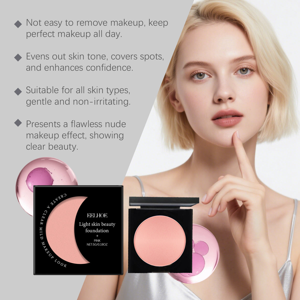 Pink Hydrating Concealer Foundation Cream - Texture and shade swatch