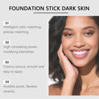 AMZ 2-in-1 Color-Changing Foundation Stick (Dark Skin Tone) - Full set flat lay