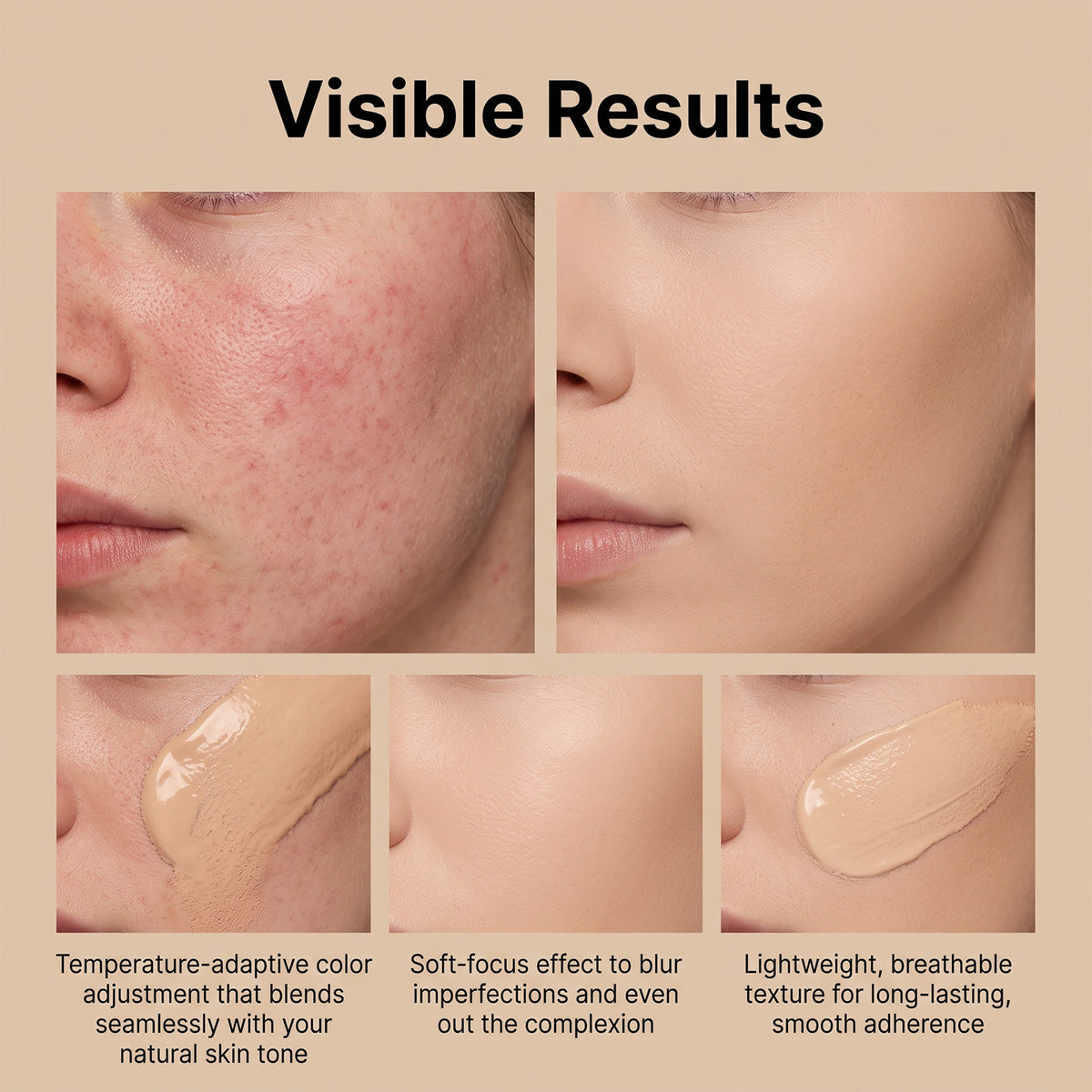 AMZ Color-Changing Foundation Liquid - Ingredient list close-up