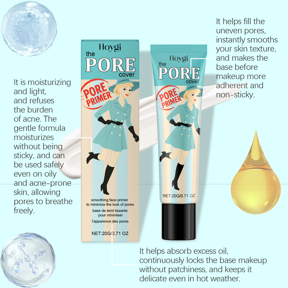 Moisturizing makeup primer, isolating, protective - Formula close-up