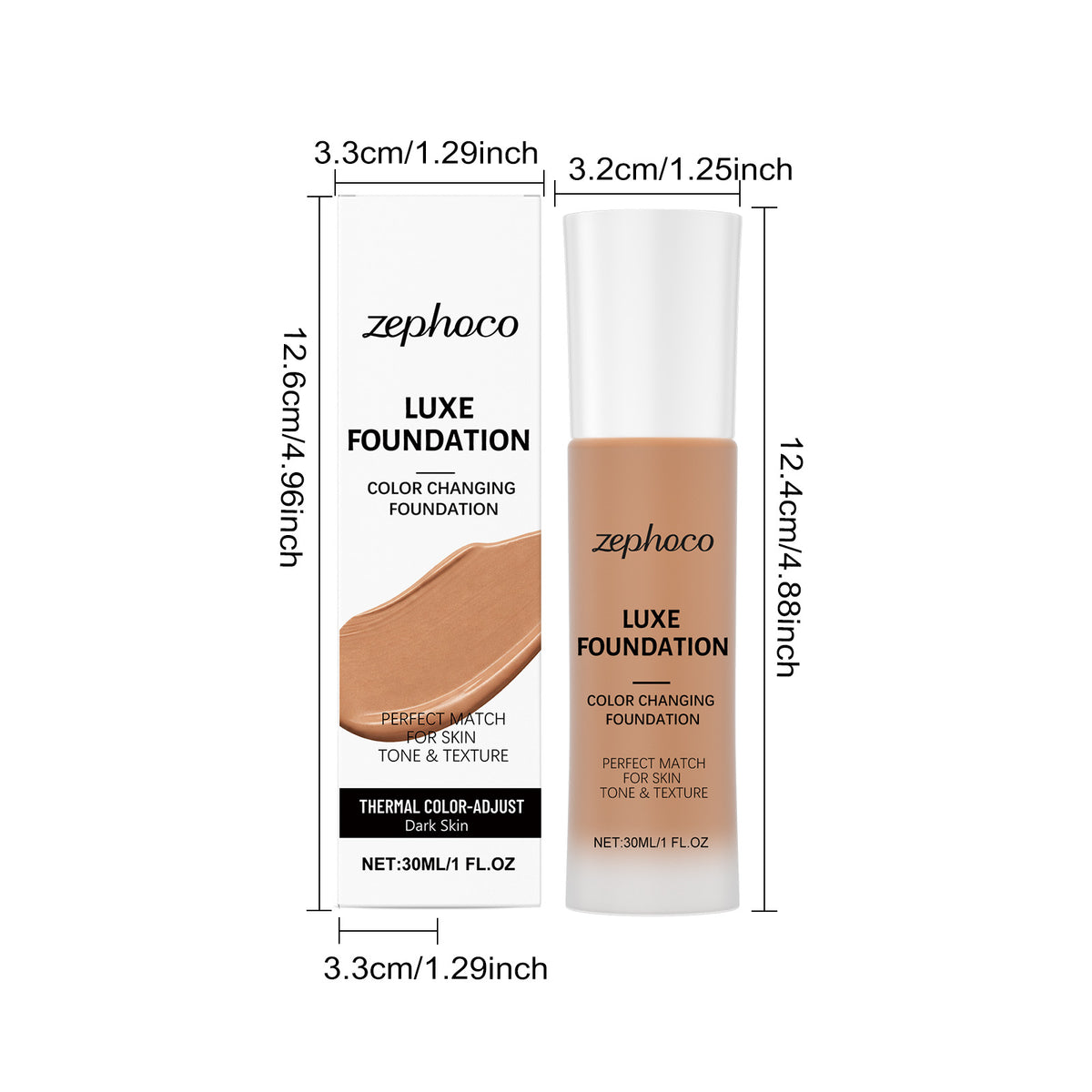 Temperature-Sensitive Color-Changing Foundation (Deep Flesh Color) - Shade variety display