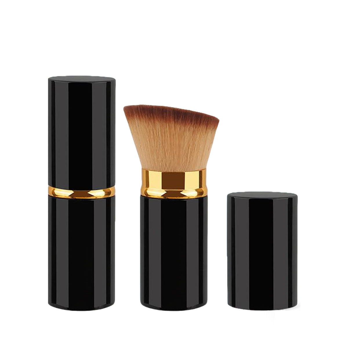 Large Angled Blush Foundation Brush (Black & Gold Brown) - Main product photo
