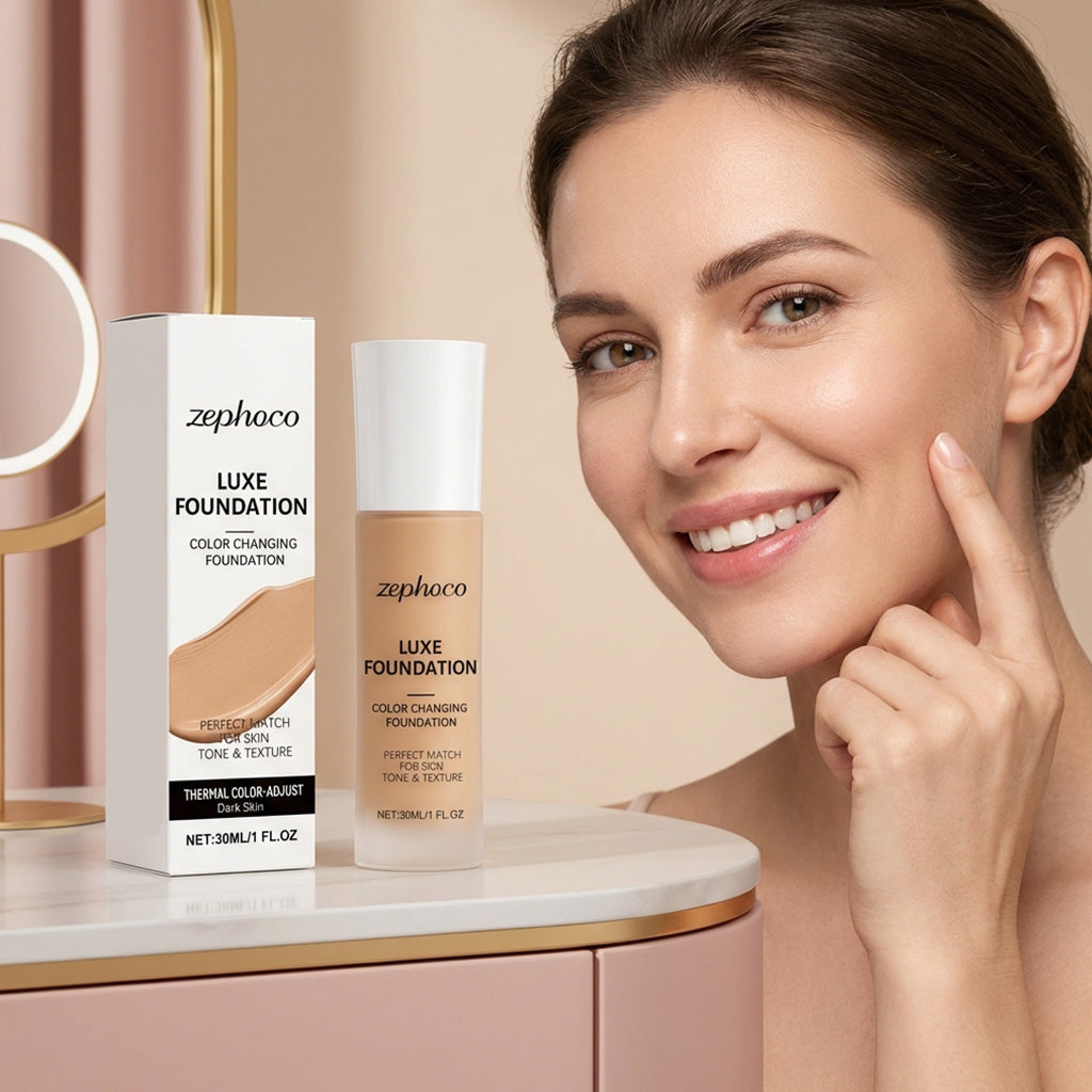 Temperature-Sensitive Color-Changing Foundation (Deep Flesh Color) - Application demonstration