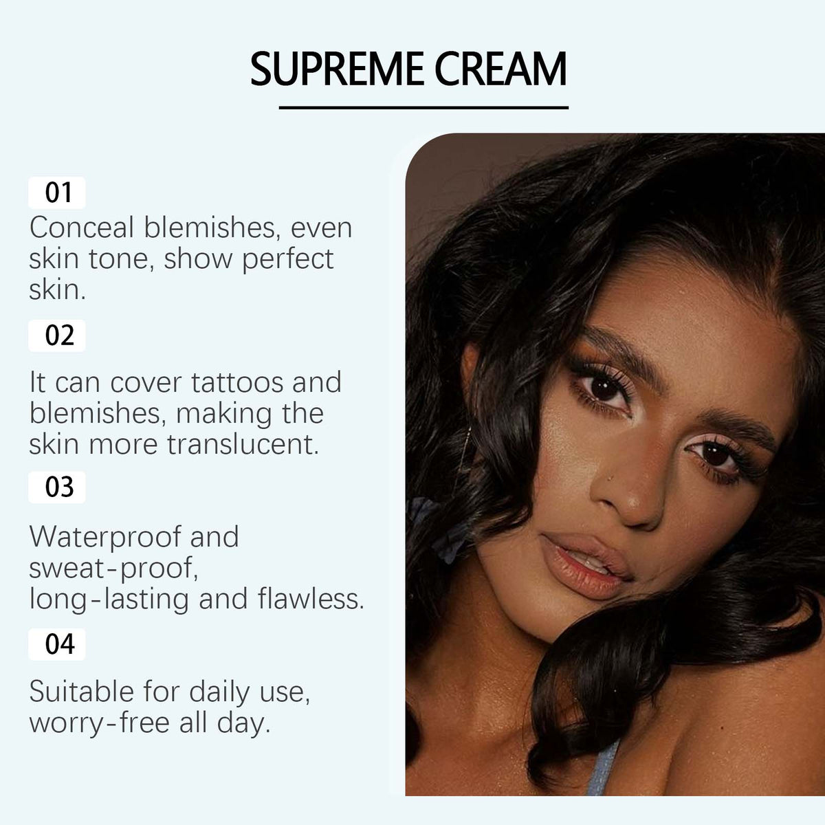 Long-lasting concealer for dark skin tones, lightweight - Formula close-up