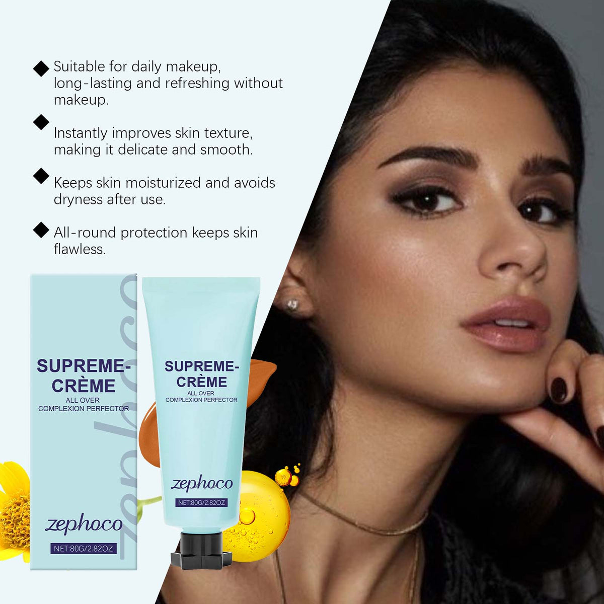 Long-lasting concealer for dark skin tones, lightweight - Ingredient list close-up