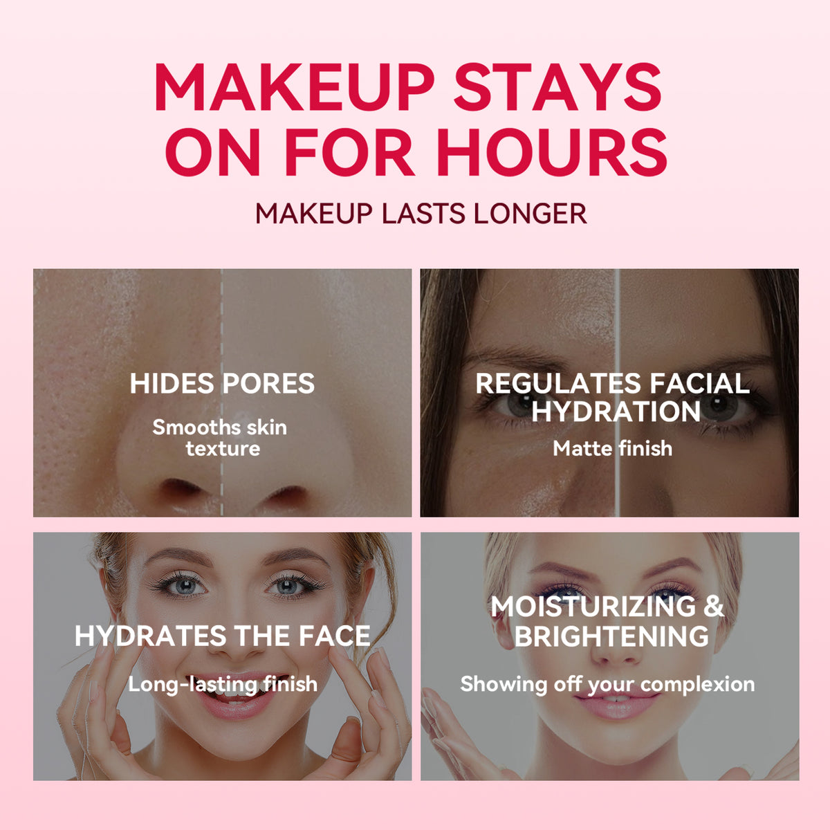 Facial pore primer, firming pore smoothing skin concealer - Close-up detail shot