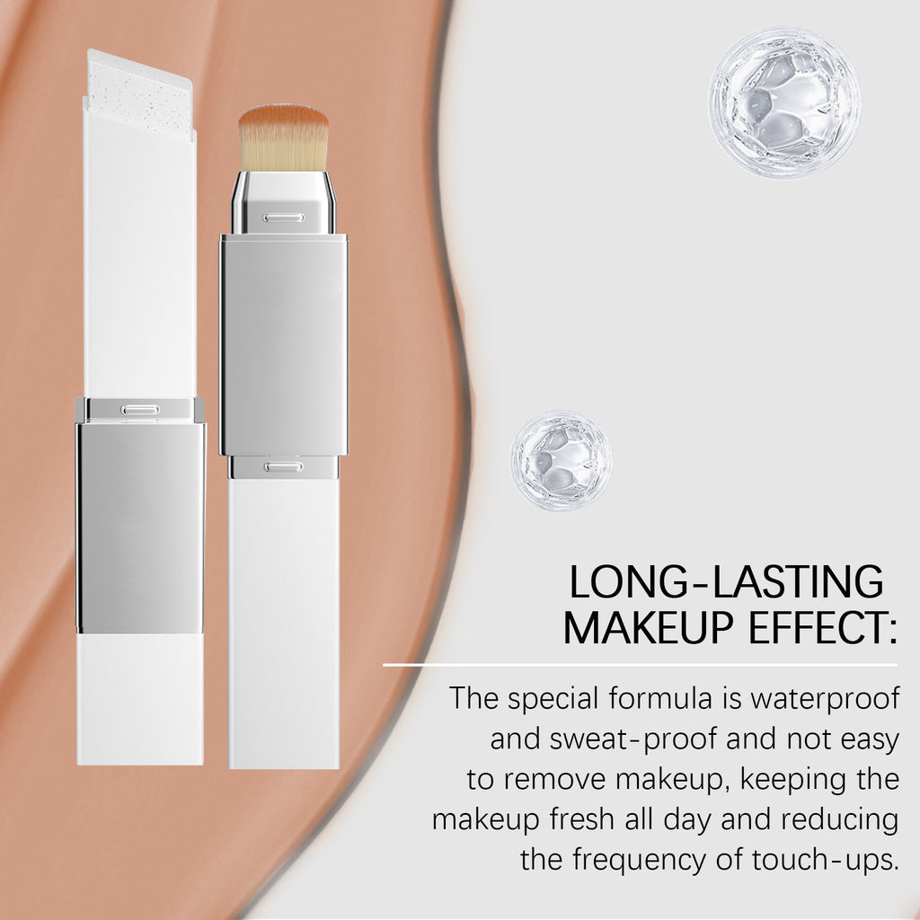 AMZ 2-in-1 Color-Changing Foundation Stick (Dark Skin Tone) - Finished coverage look