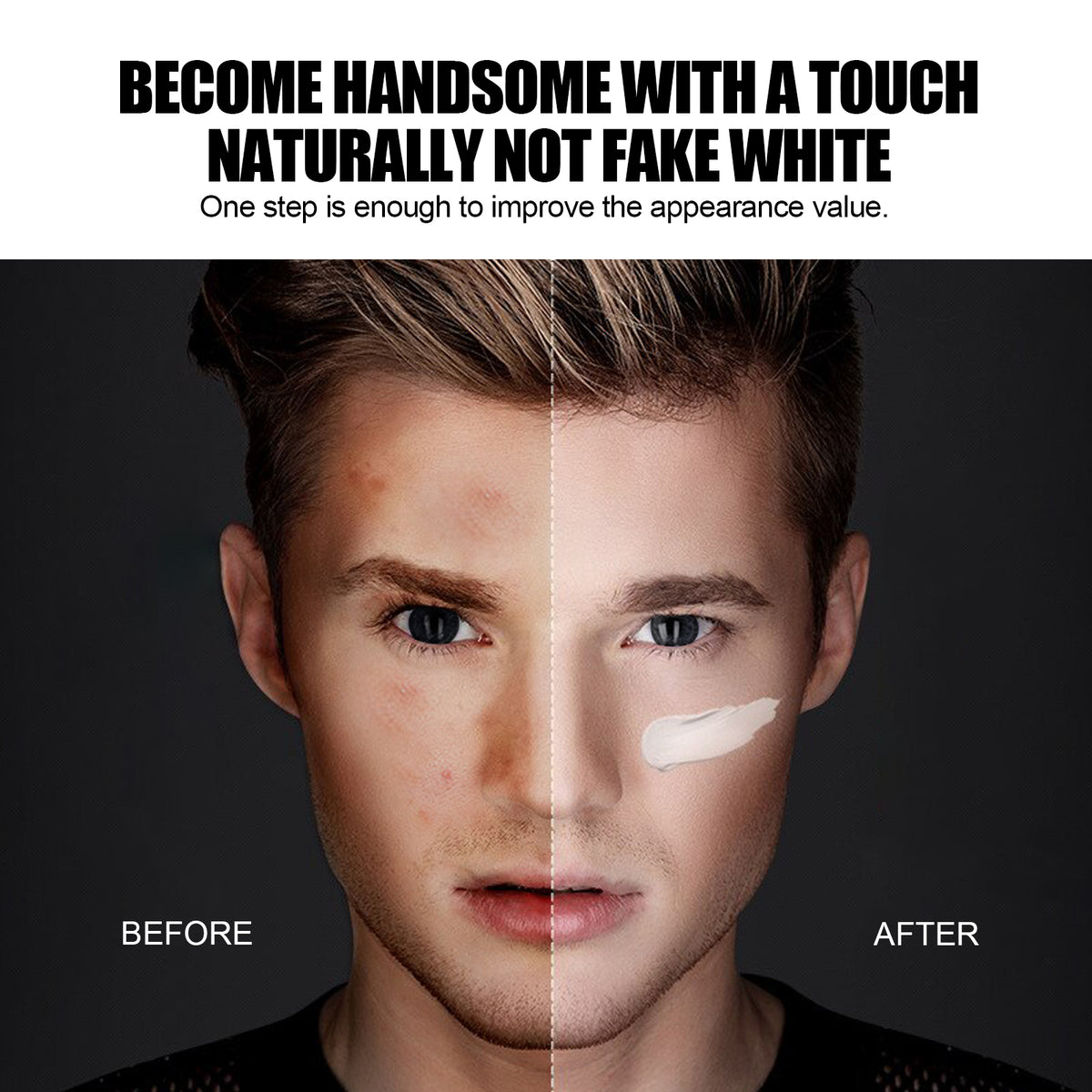 Men's makeup cream, refreshing, non-greasy concealer that covers acne marks - Coverage look