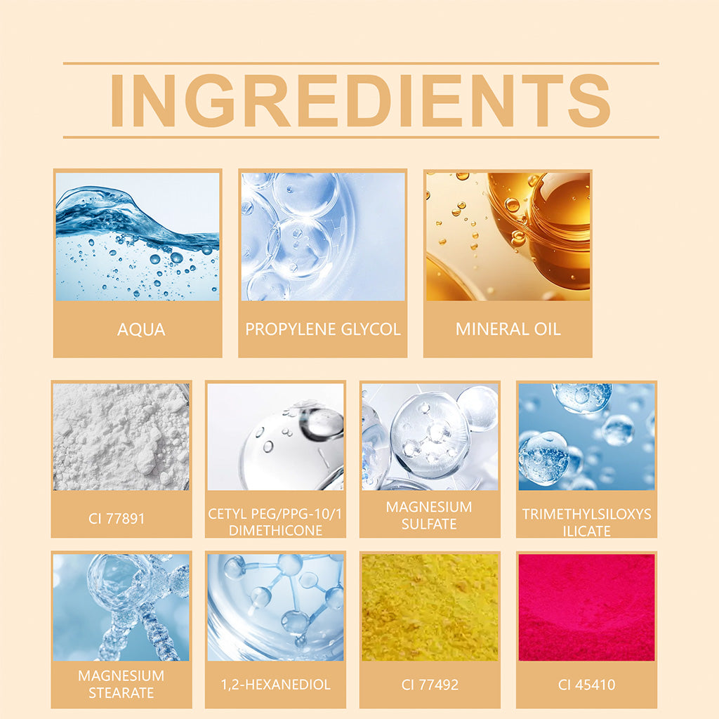 Temperature-Sensitive Color-Changing Foundation (Deep Flesh Color) - Packaging back with ingredient list