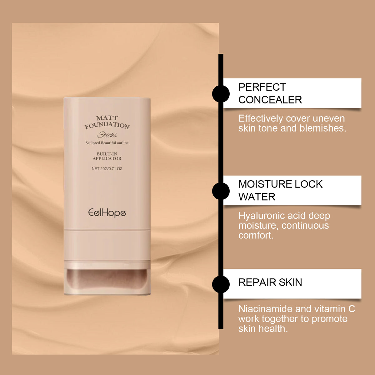 Lightweight Sheer Concealing Foundation Stick - Application step